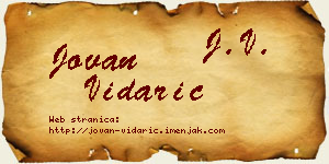 Jovan Vidarić vizit kartica